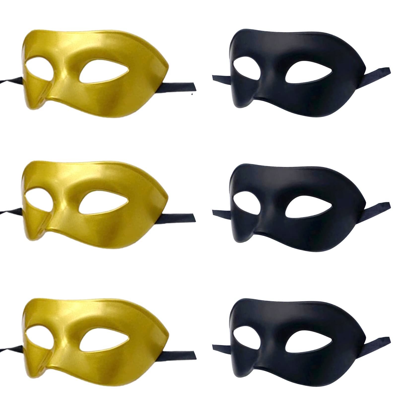  6 Pack Adults Vintage Antique Look Party Mask Venetian of Realistic Masquerade Half Man Women Face Mask Set (3x(G+B)/6PCS)