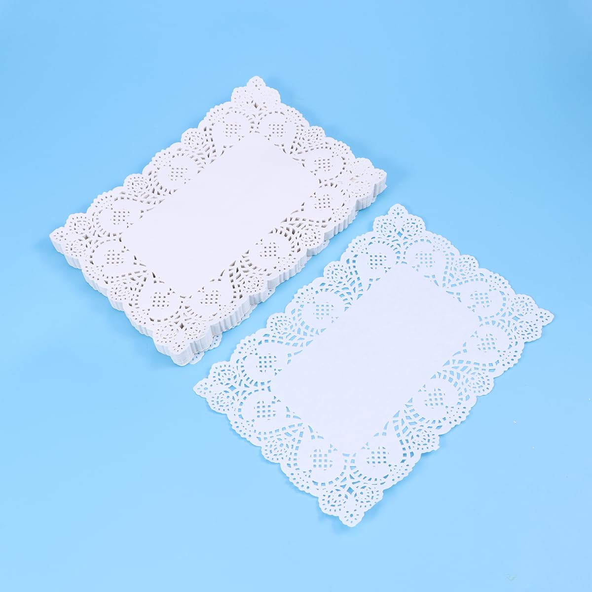 LJY 100 Pieces White Lace Rectangle Paper Doilies Cake Packaging Pads - View #9