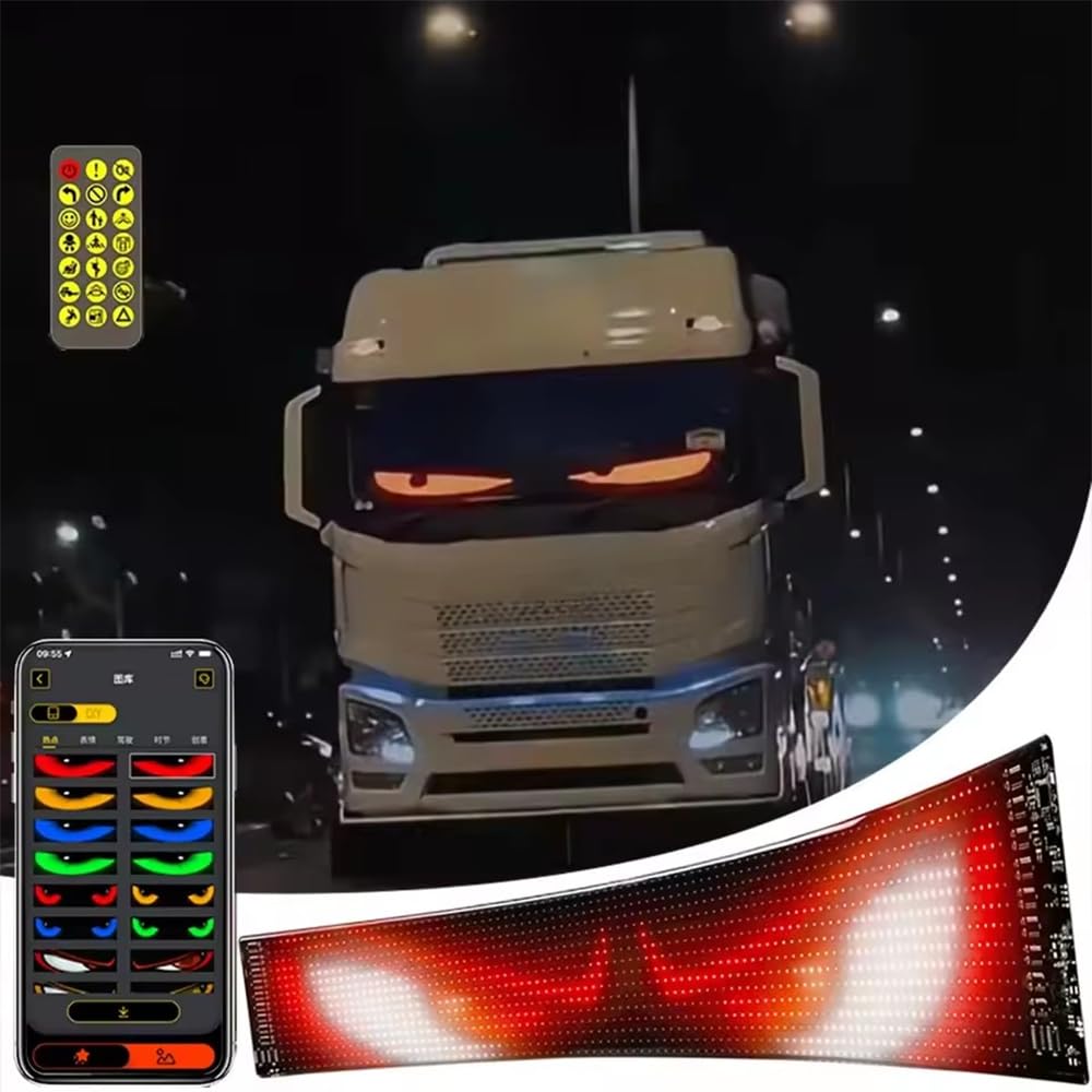 NEWFUN Occhi led per camion, insegna luminosa programmabile, Display LED Programmabile auto con controllo APP e telecomando