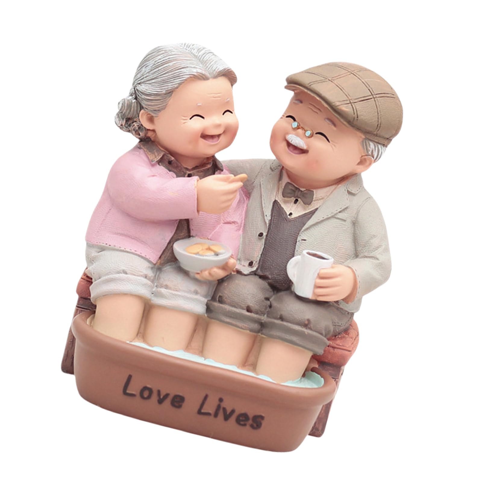 Vynetra Wash Feet Romantics Loving Elderly Old Married Couple Resins Figurine Statue Home Decoration For Wedding Valentines Day