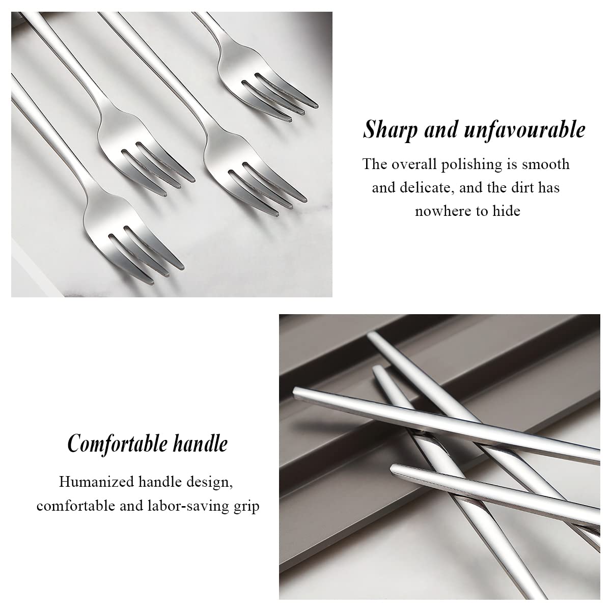 6 Forchette Da Dessert In Acciaio Inox 21,3 Cm - Lucidate A Specchio, Lavabili In Lavastoviglie, Confezione Singola