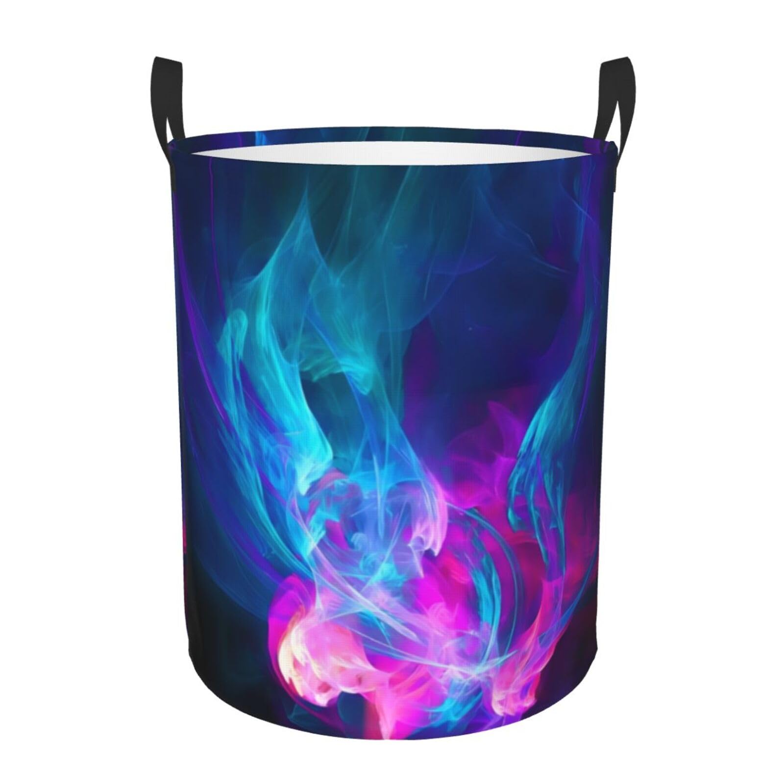 M Circular Hamper – Collapsible blue and pink fire Print Laundry Basket