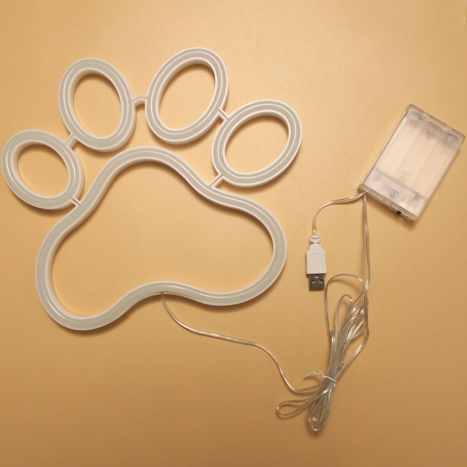 DAKABUKA Dog Cat Paw Neon Sign Paw Print Neon Sign Dimmable Neon Light for Pet Shop Pet Clinic Bedroom Wall Decor USB Powered Neon Light Wall Sign Art Decor (White) - Image 4