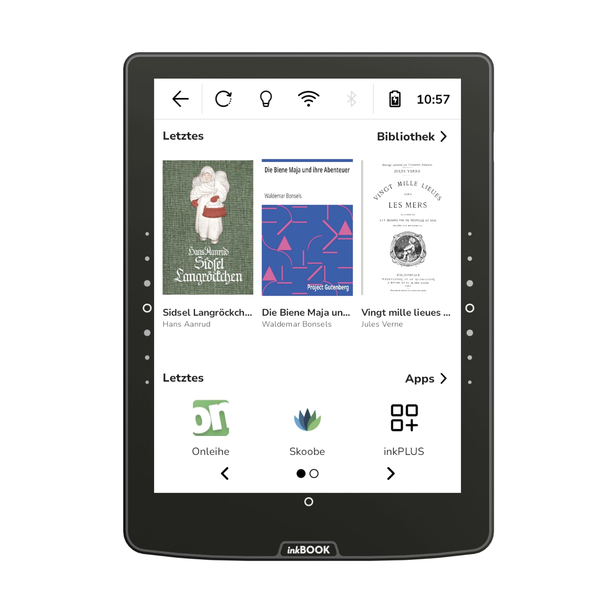 inkBOOK Solaris Black – 6 Zoll E-Book Reader mit Augenfreundlichem Display, Beleuchtung & Android | Unterstützt Onleihe, Skoobe, Nextory Apps | 32GB, Hörbücher via Bluetooth, USB-C, Werbefrei
