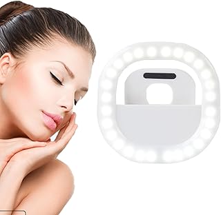 lencyotool Selfie Light Mobile Phone LED Ring Light USB Rechargeable Mini Ring Light Selfie Fill Light Adjustable Brightness 3 Speed Light For Video Conferencing, Live Makeup