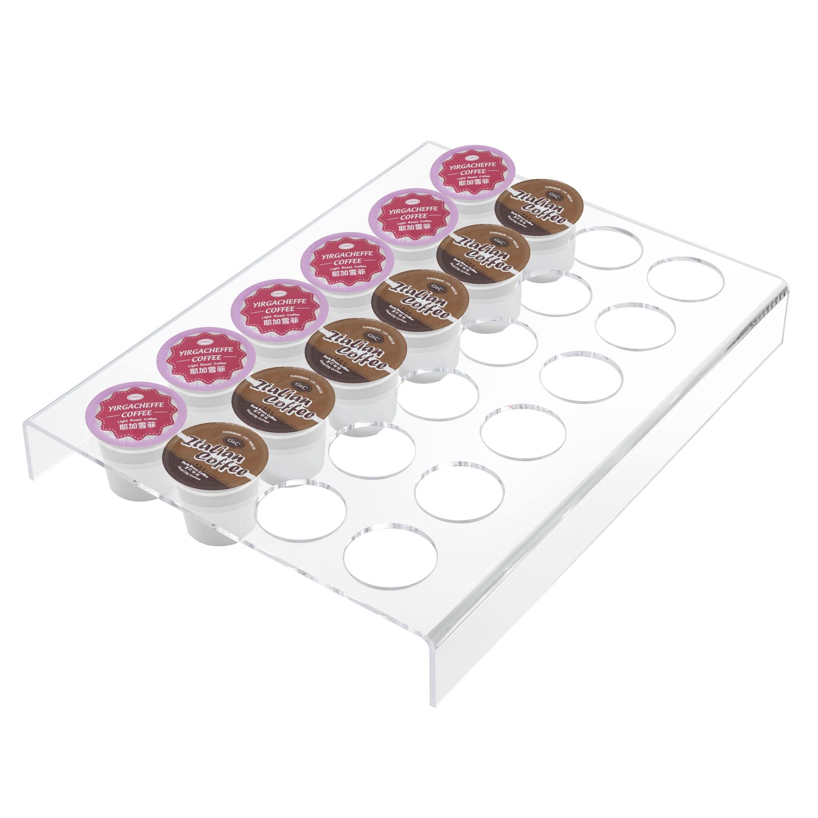 K Cup - Porta cialde per 24 cialde, trasparente Arcylic K Cup organizer per cassetti o ripiani in ufficio e cucina