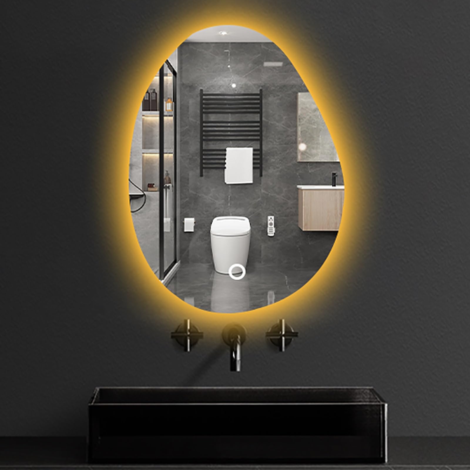 Atwnjkp 3 Colours Led Bathroom Mirror 50X70cm(19.7X27.6in) – Decorative Wall Mounted Vanity Mirror With Touch Control, Dimmable 3-Colour Backlighting For Make-Up, Shaving, Hallways And Living Rooms