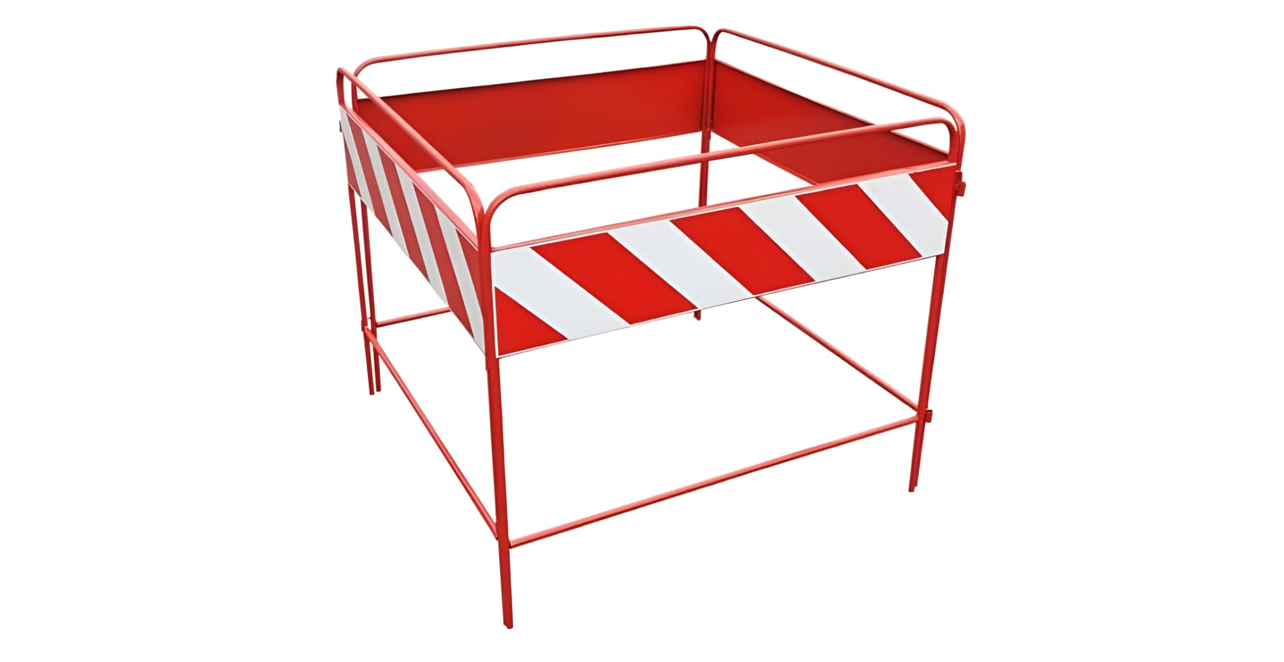 Barriera di recinzione stradale per chiusini tipo quadilatero strisce bianco rosse 100x100 cm certificata classe 1 fig.402