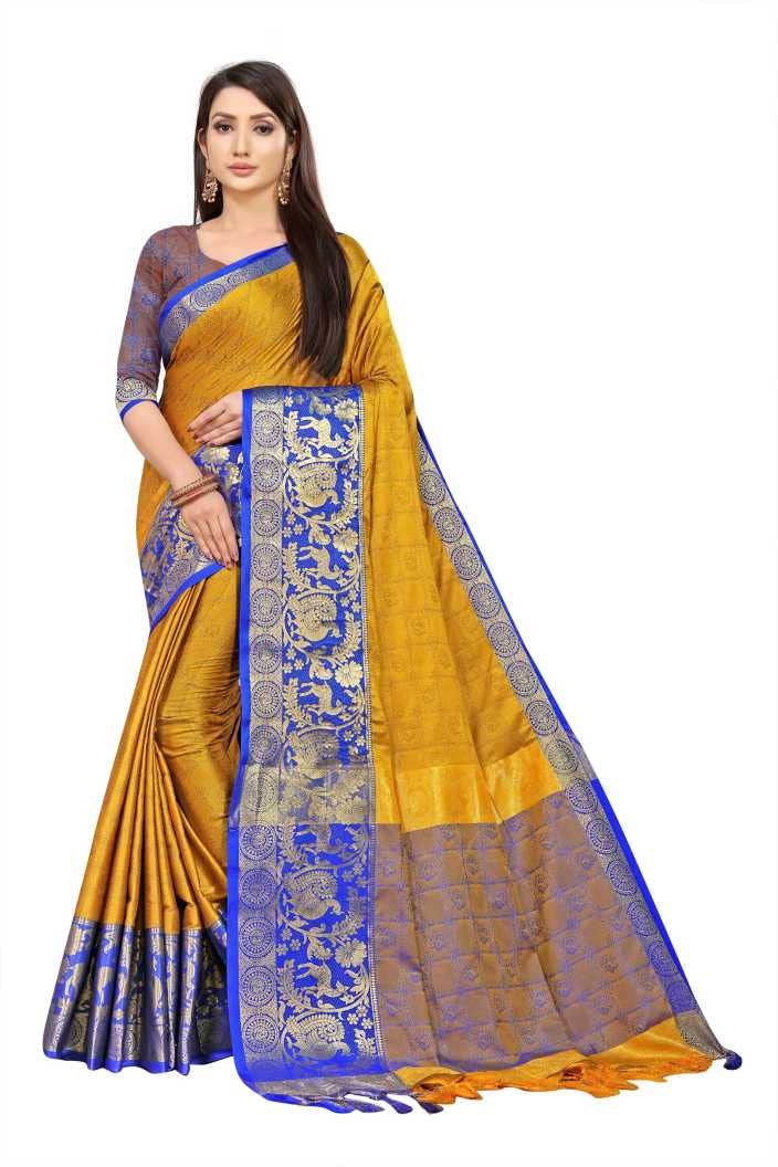 TreegoArt FashionWomen's Cotton Silk Printed Party Wear Saree With Unstitched Blouse Piece