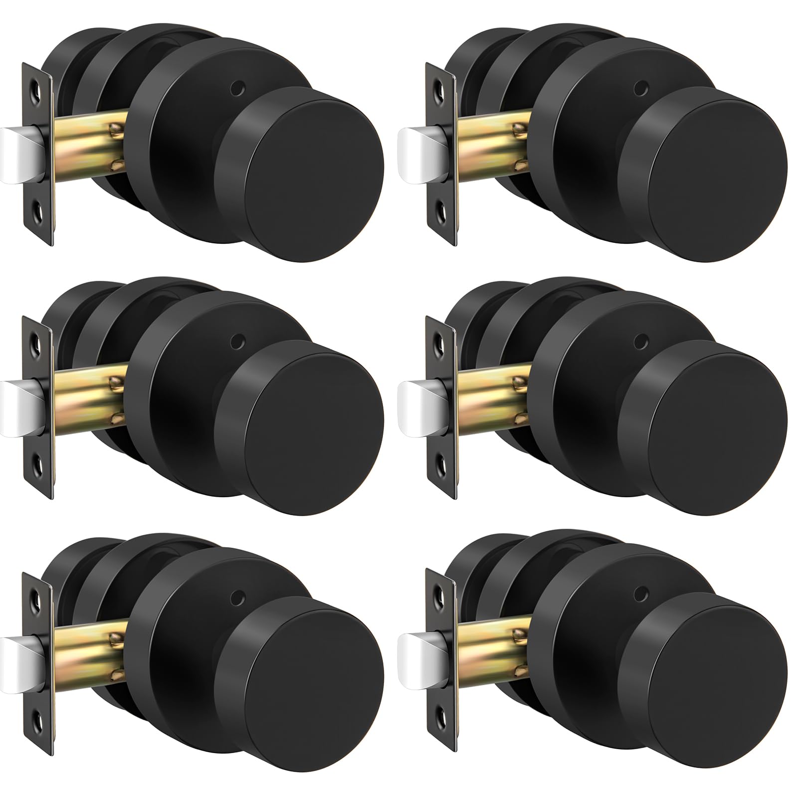 Photo 1 of Haidms Black Door Knobs Interior, Heavy Duty Zinc-Alloy Privacy Door Knob, Matte Black Interior Door Knobs for Bedroom & Bathroom, Round Ball Design with Emergency Unlock?6 Pack?