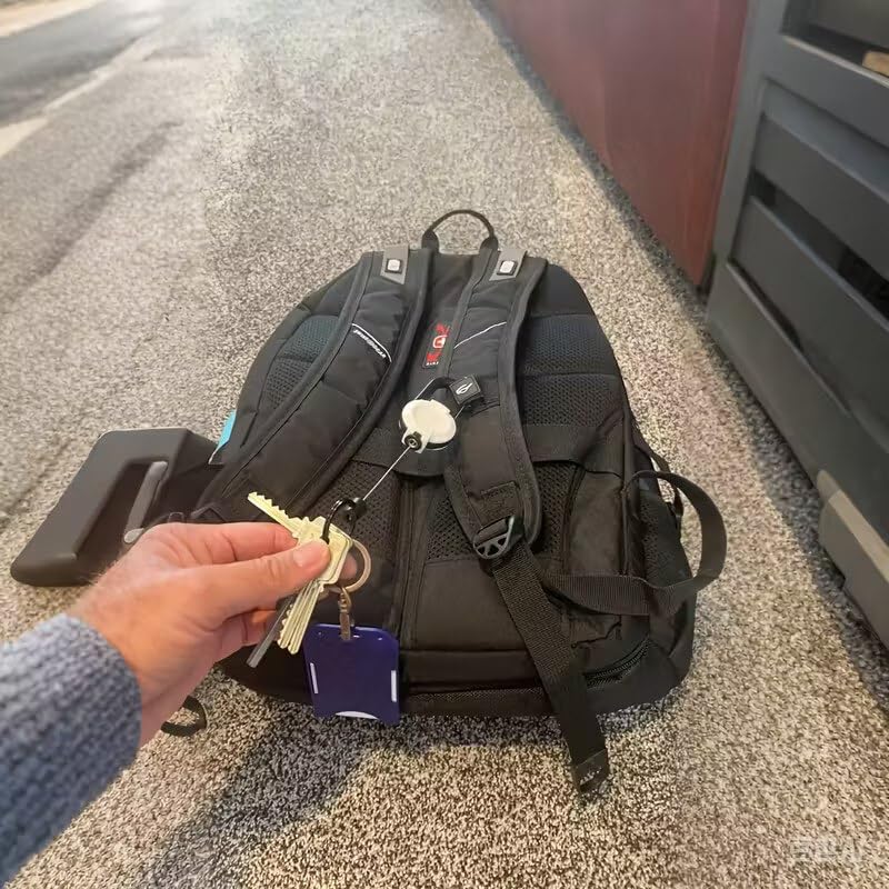 Image of ID Card Holder Retractable Keyring Reel with Clasp Heavy Duty Clip-on Badge Holders, Coated Stainless Steel Wire Cord, Secure Keychain for Work, School