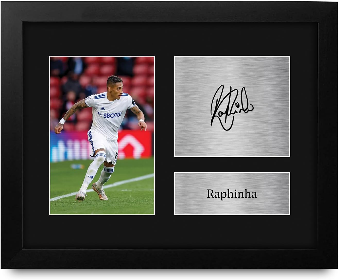 HWC Trading Raphinha Leeds United Framed Gifts Printed Signed Autograph Picture for Football Fans and Supporters - US Letter Size