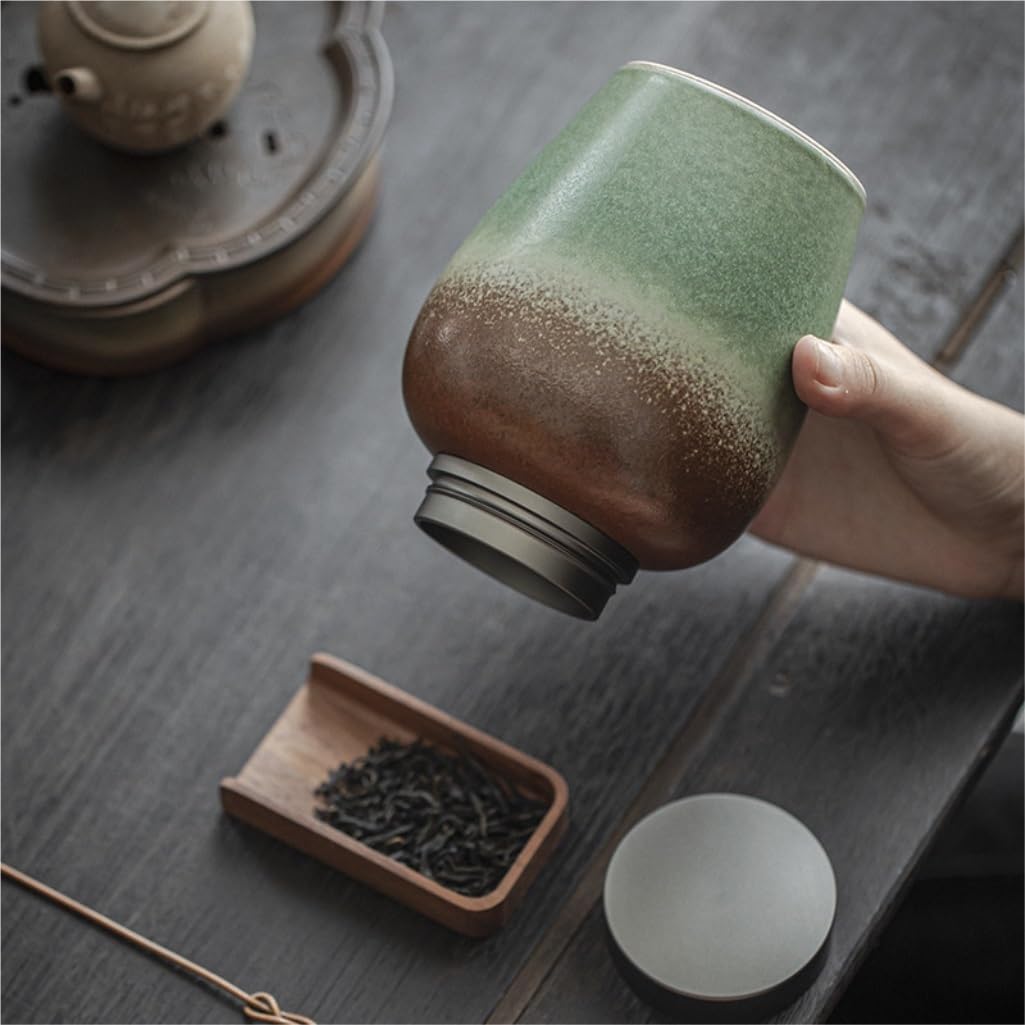 SONGCHAO Sugar Jar Kiln Glaze Retro Tea Storage Jar Sealed Jar Kung Fu Tea Set Chinese Retro Ceramic Tea Jar Tea Warehouse Storage Jar Tea Canister