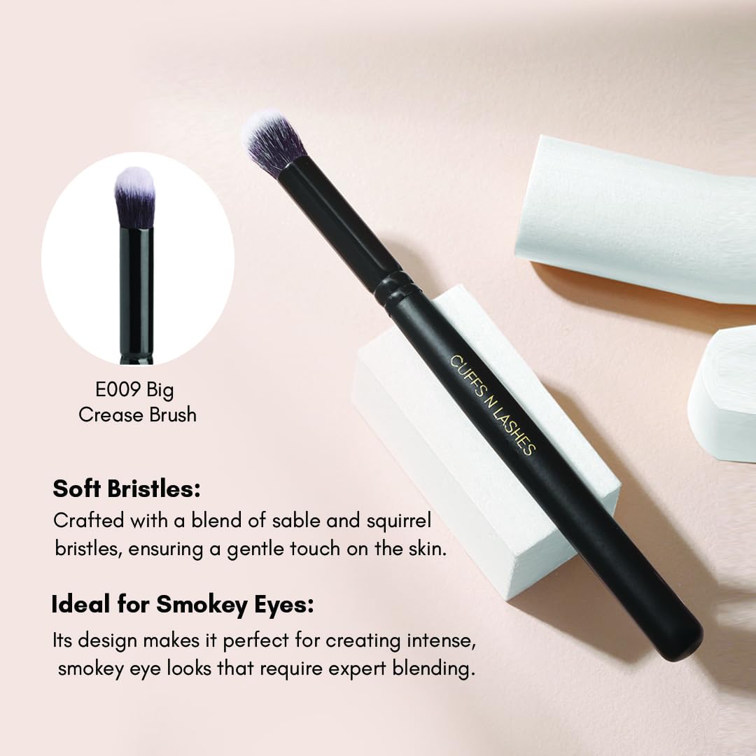 Cuffs N Lashes Big Crease Brush E009 | Professional Eyeshadow Brush for Blending &Defining Crease | Soft Bristles | Handmade in India | Cruelty-Free Eye Makeup Brush - Image 2 thumbnail