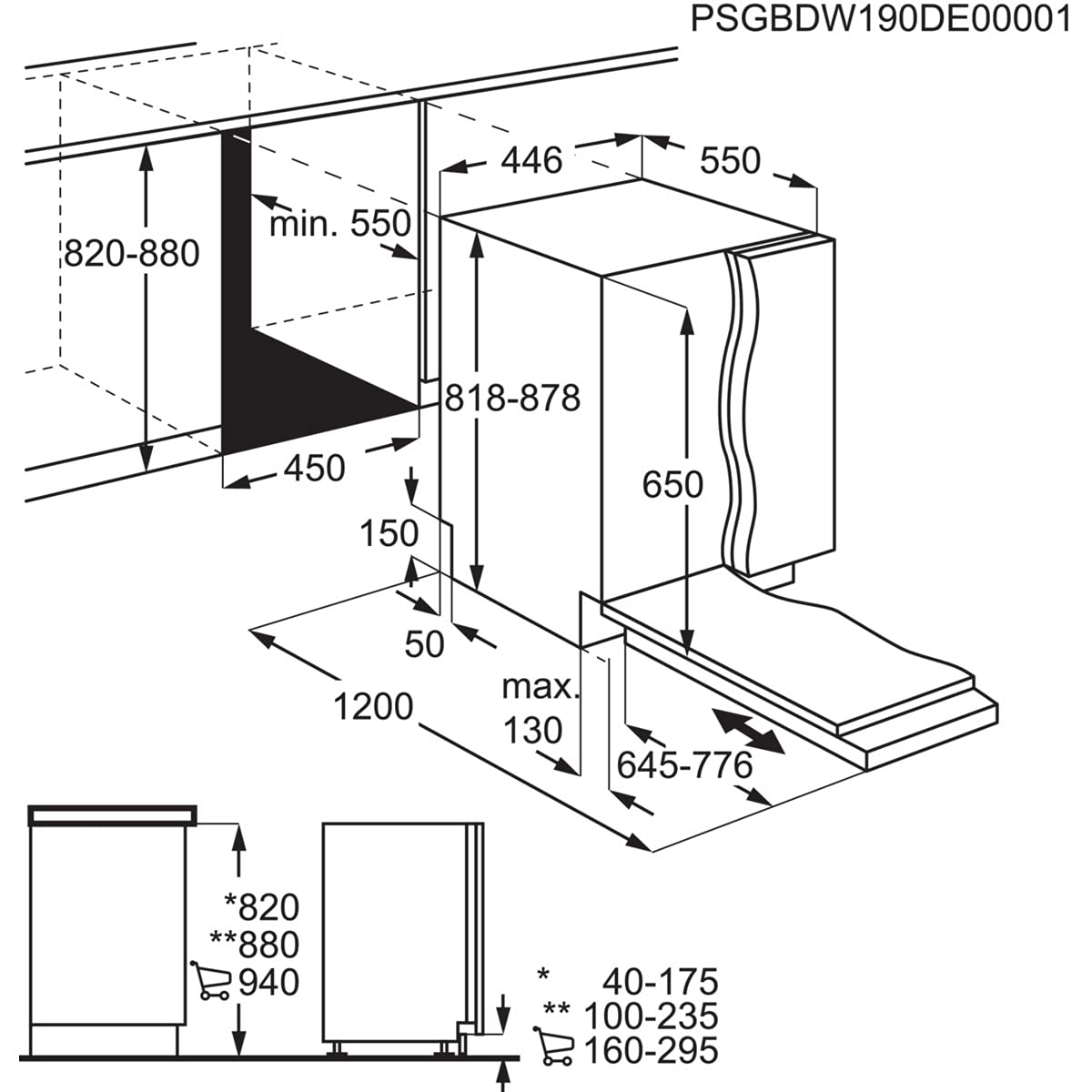 AEG FSE73407P Vollintegrierter-Geschirrspüler / 45cm / AirDry - perfekte Trocknungsergebnisse / D / energiesparend / Besteckkorb / QuickSelect Display / Startzeitvorwahl / Wasserstopp / extra leise