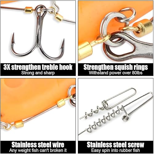 Miniatura 5 de Anzuelo de pesca, equipo de aparejo de tornillos de profundidad múltiple con peso de plomo, para cebo suave, señuelo de pesca, sombra de cebo suave