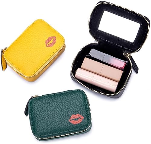 Miniatura 2 de Kichvoe Estuche de cuero para lápiz labial, lindo soporte para lápiz labial, mini bolsa de maquillaje de cuero, bolsa de almacenamiento portátil