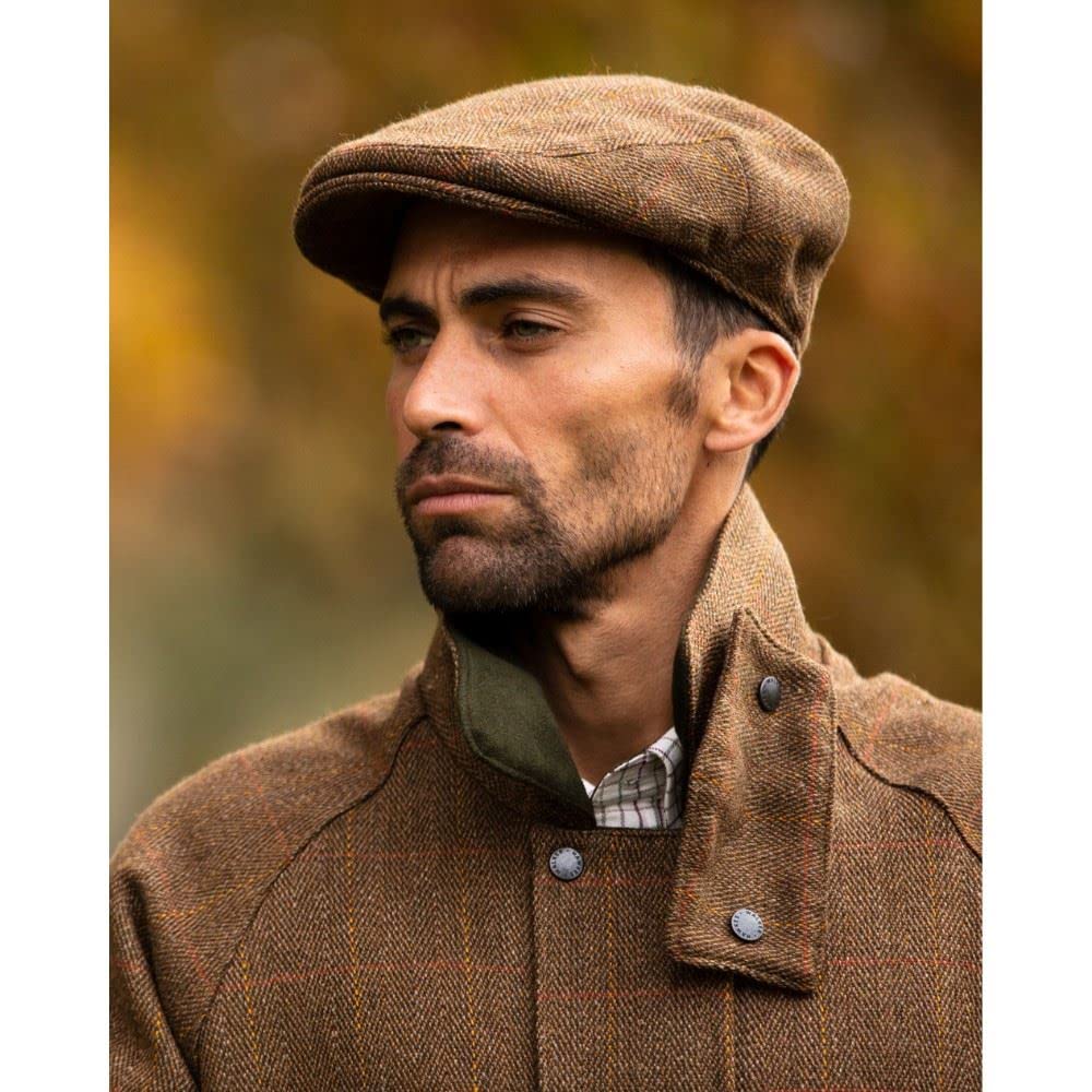 Walker & Hawkes - dziecięca czapka z suwakiem tweed - styl country - ciemnoniebieska, brązowy, XXL