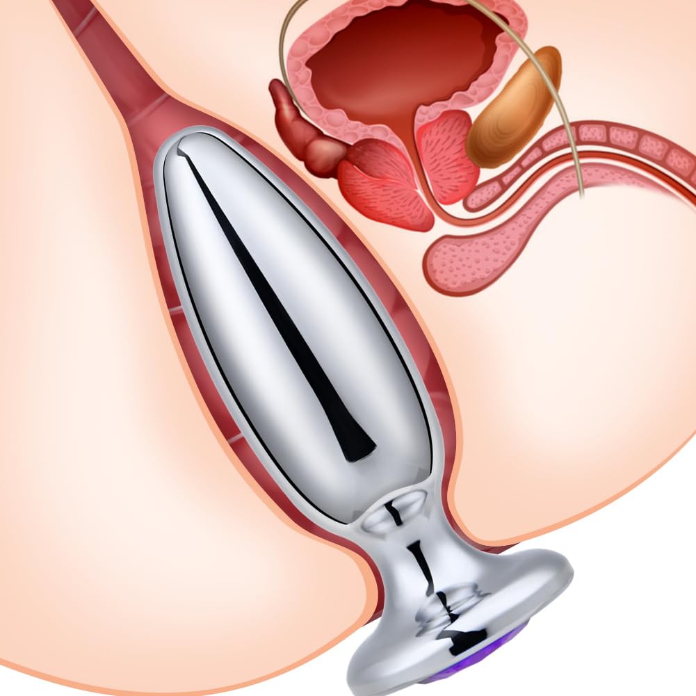 SXOVO Plug Anale Dilatatore in Metallo Plug Anale a Proiettile per Stimolazione della Prostata Butt Plug Analesex Toy con Diamante Viola Toys Sessuali per Donna Uomini Coppie
