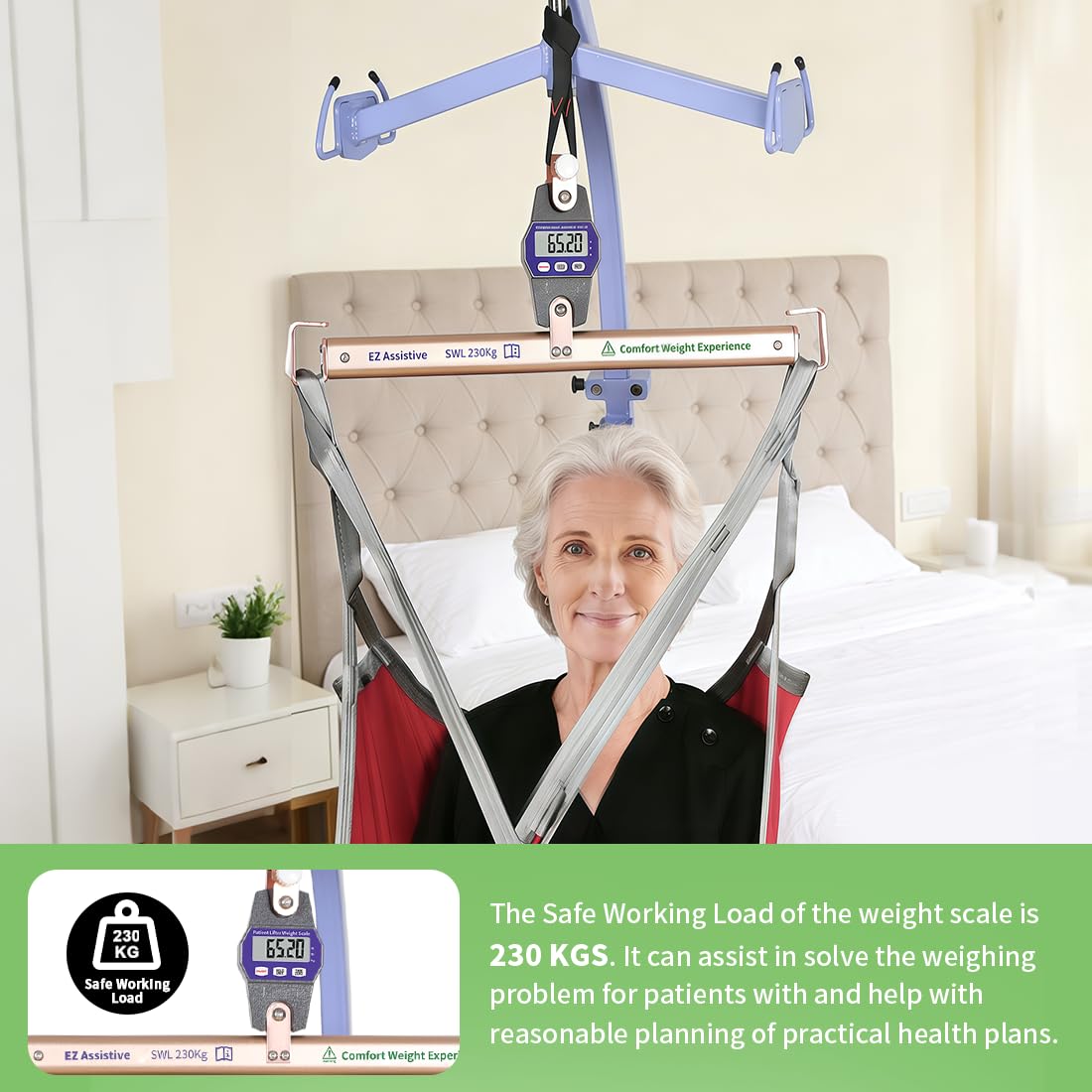 EZ Assistive Bilancia per Peso Paziente per Paziente Costretto a Letto, Bilancia di Sollevamento Universale per Cura Ospedaliera o Domestica, Carico di Peso Sicuro 227KG