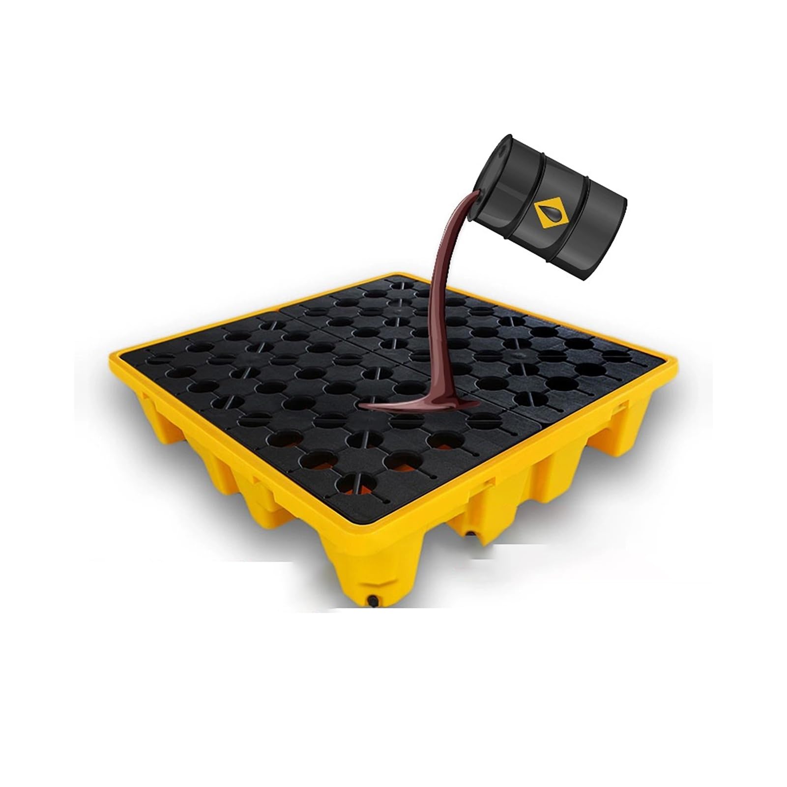 JKJZSALJ Durable Yellow Outdoor Spill Containment Pallet With Grating - Multi Drum Spill Tray For Environmental Compliance - Ideal For Industrial Use,Yellow,72x72x16cm