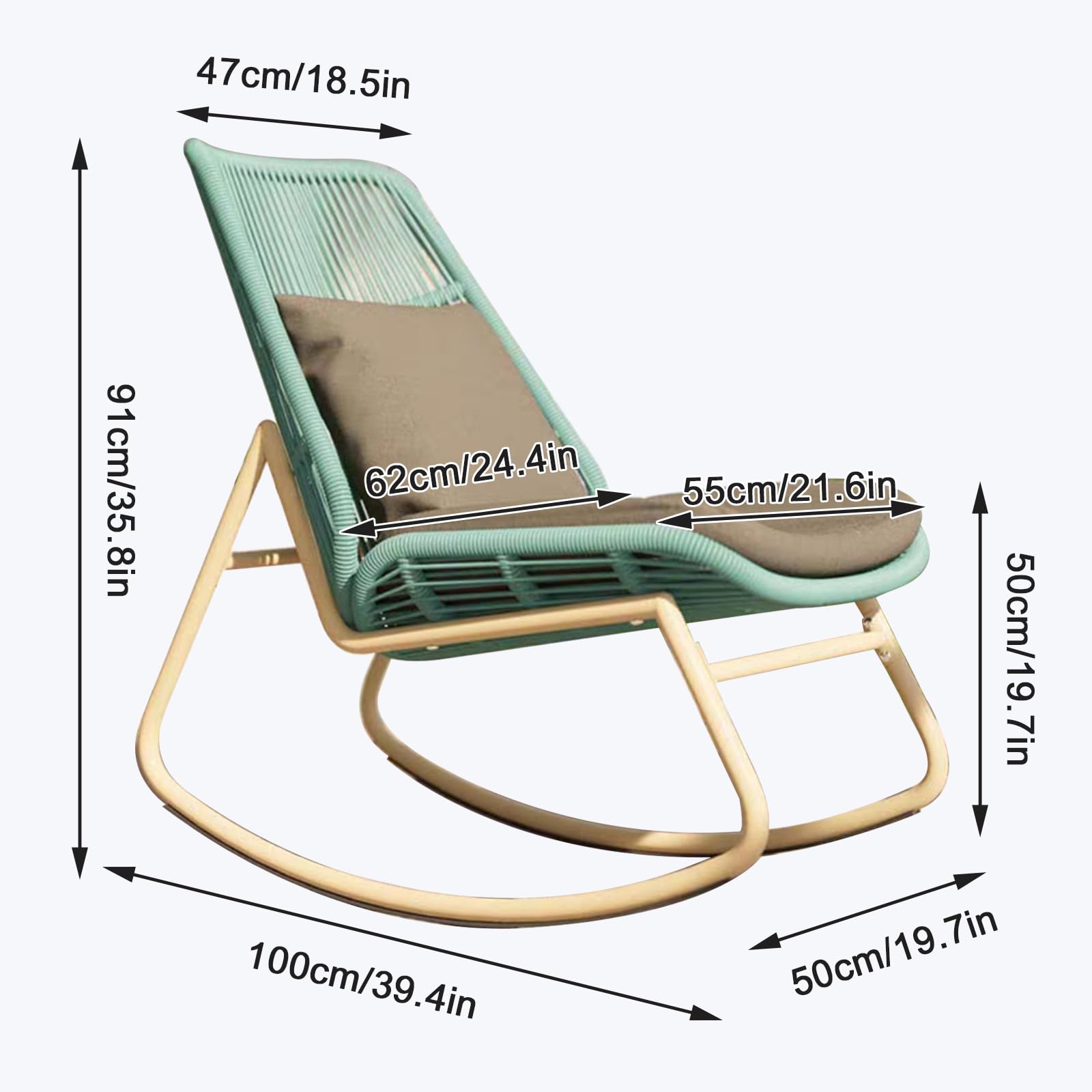 Poltrona Imbottita per Allattamento, per cameretta dei Bambini, Moderna Struttura in Metallo Intrecciata a canne per cameretta dei Bambini, Soggiorno, Patio, Cortile, Balcone