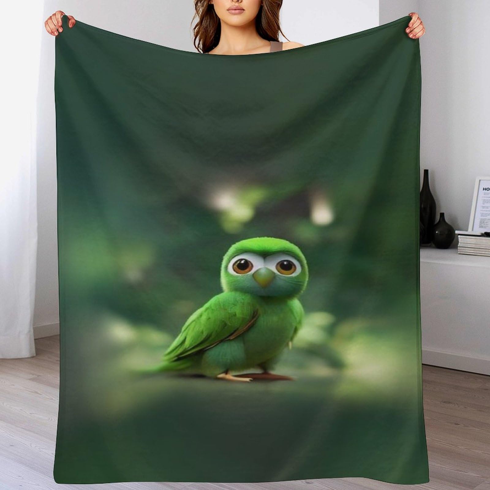 Couverture oiseau 3D en polaire de flannel lit et canapé 180x200cm