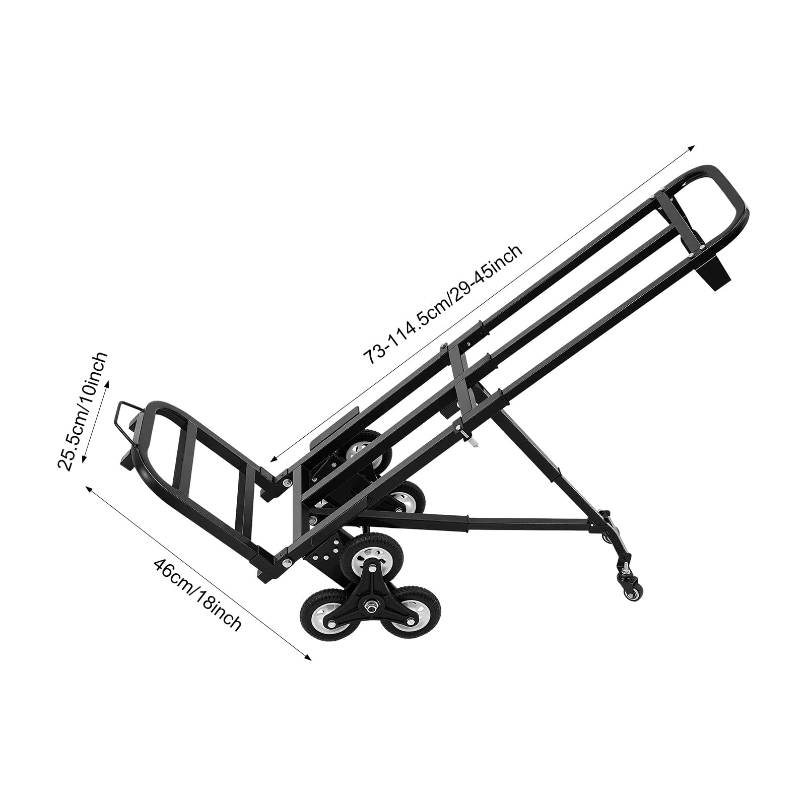 Treppensteigender Sackkarre klappbar, Transporthilfe für Treppen mit 10 Rädern, Tragkraft 150kg, Handkarre Schneller und Leichter Transport, Ladefläche GriffHöhenverstellbar Vollgummibereifung