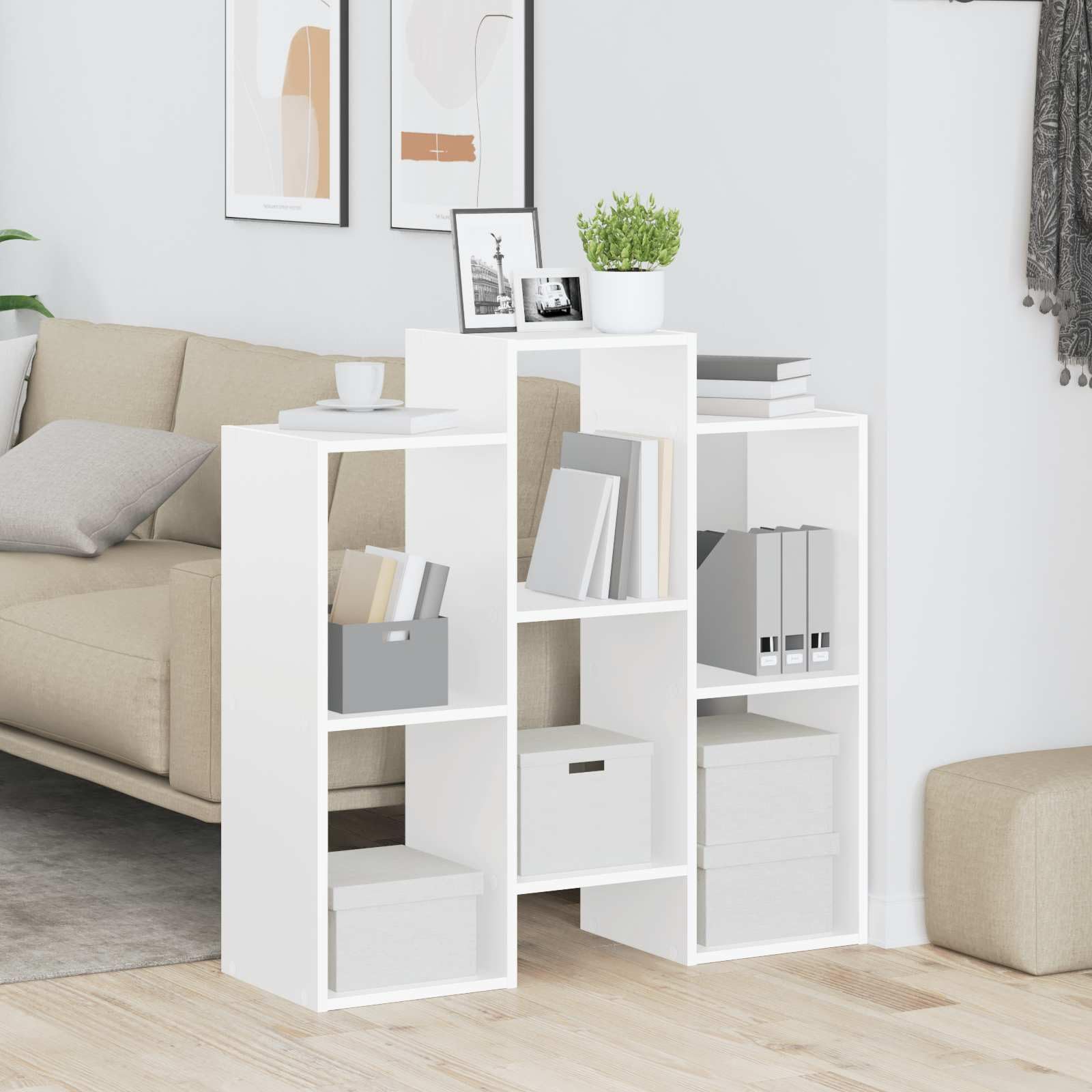 Credenza bianca 90 x 30 x 90 cm, scaffale autoportante