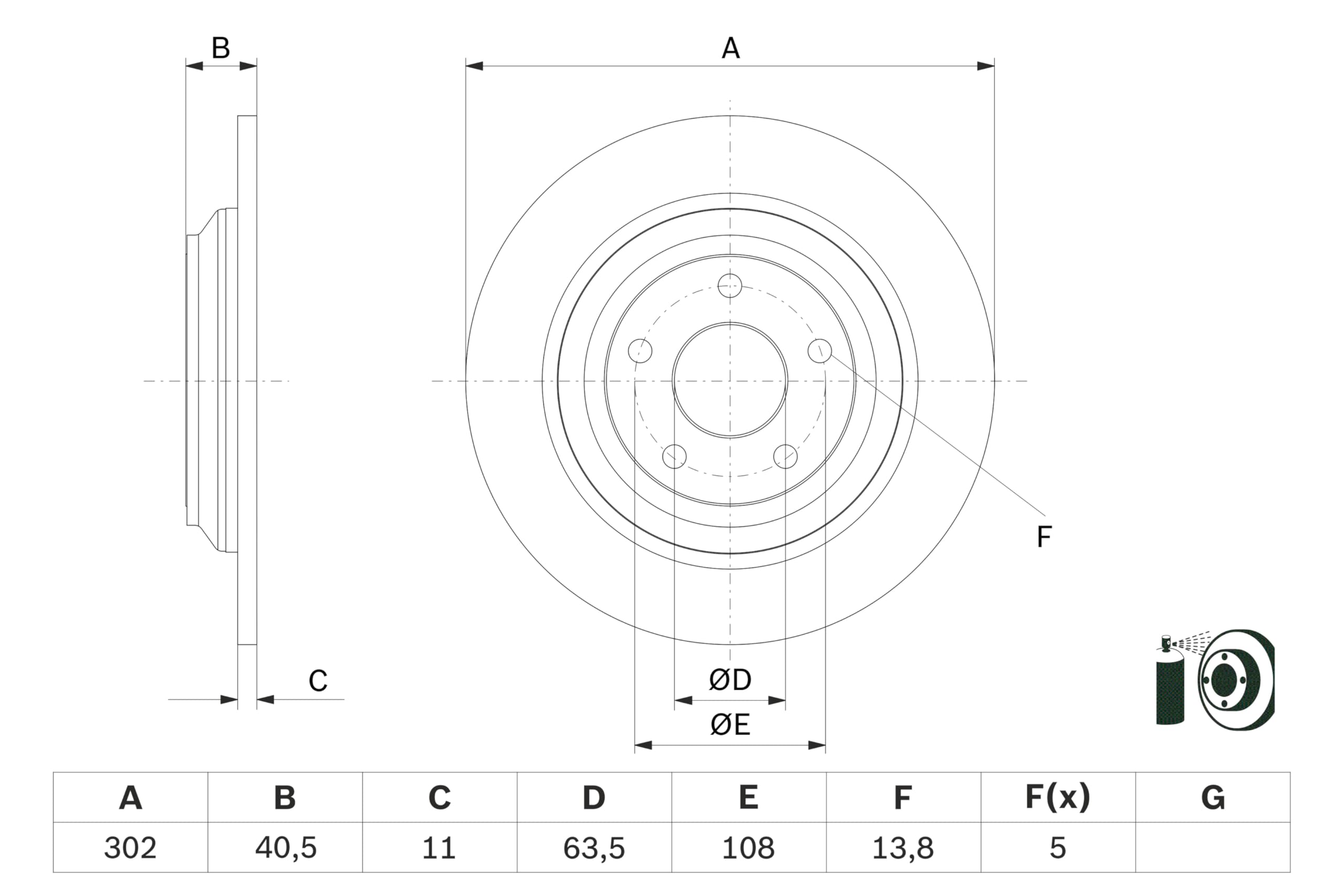 BOSCH Set Dischi Freno BD2824 - Dischi Freno Ventilati di Ghisa di 302mm - Asse Posteriore - Conformi al regolamento ECE-R90 - Ottimizzati per Ridurre Rumore, Calore e Corrosione - 2 Dischi