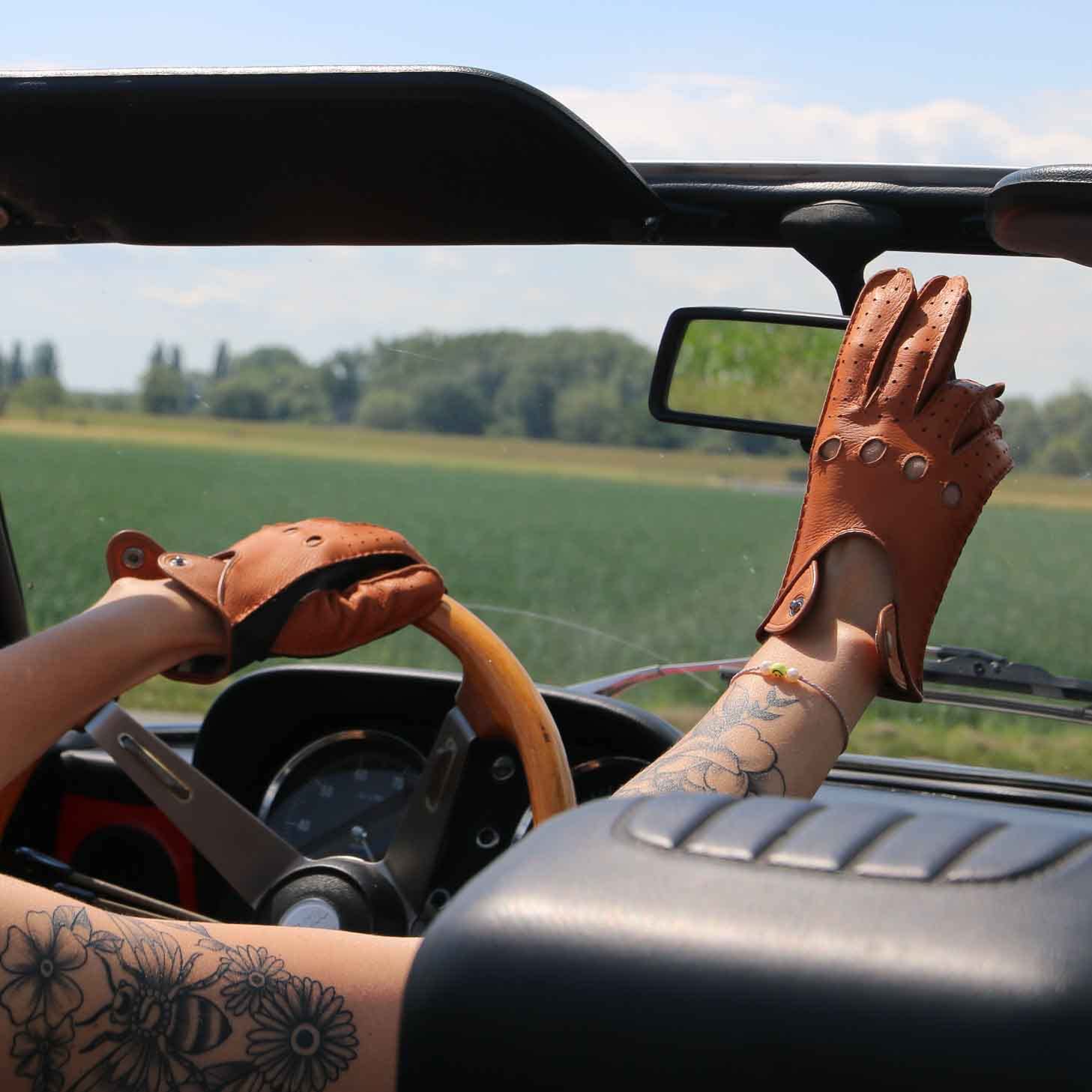 Rękawice samochodowe ze skóry jelenia, ręcznie szyte, ekran dotykowy, bez podszewki, dwukolorowe, skórzane rękawiczki kierowcy, motocyklowe, damskie rękawiczki samochodowe