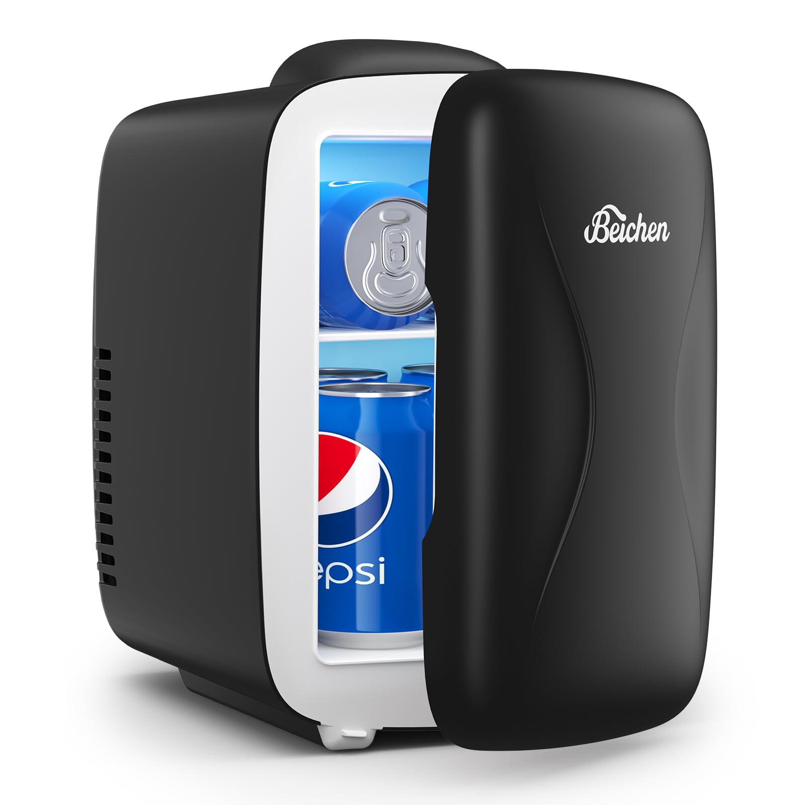 Photo 1 of BEICHEN Mini Fridge, 4 Liter/6 Can Portable Cooler and Warmer Fridge for Drinks Skincare Food – Fast Cooling & Ultra-Quiet, Small Compact Refrigerator for Bedroom, Cosmetics, Office and Car(Black)