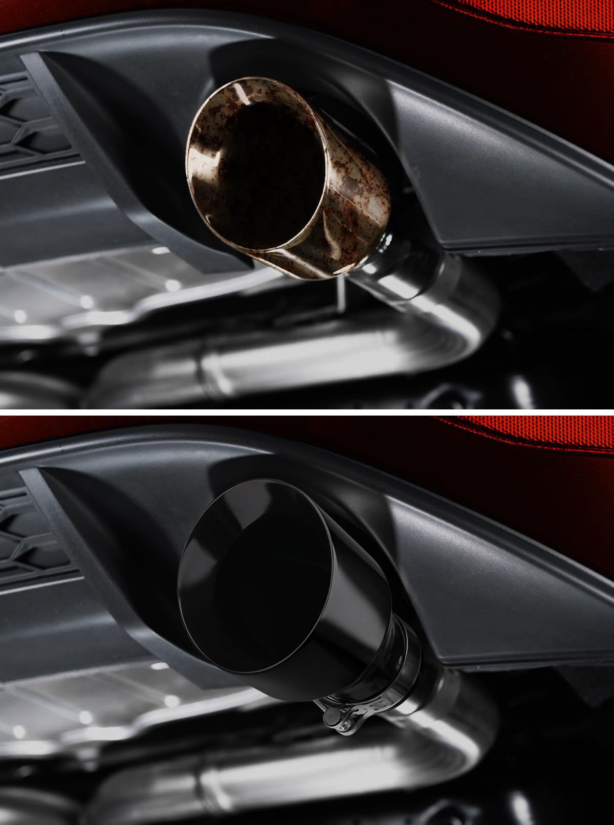 Auspuffspitzen 304 Edelstahl Auto Auspuff Ende Endrohr Spitze Doppelwand poliert Schrägschnitt Schalldämpfer Spitze Auto Auspuffspitze, Einlass 63mm (2,5") Auslass102mm (4") (Glänzendes Schwarz)