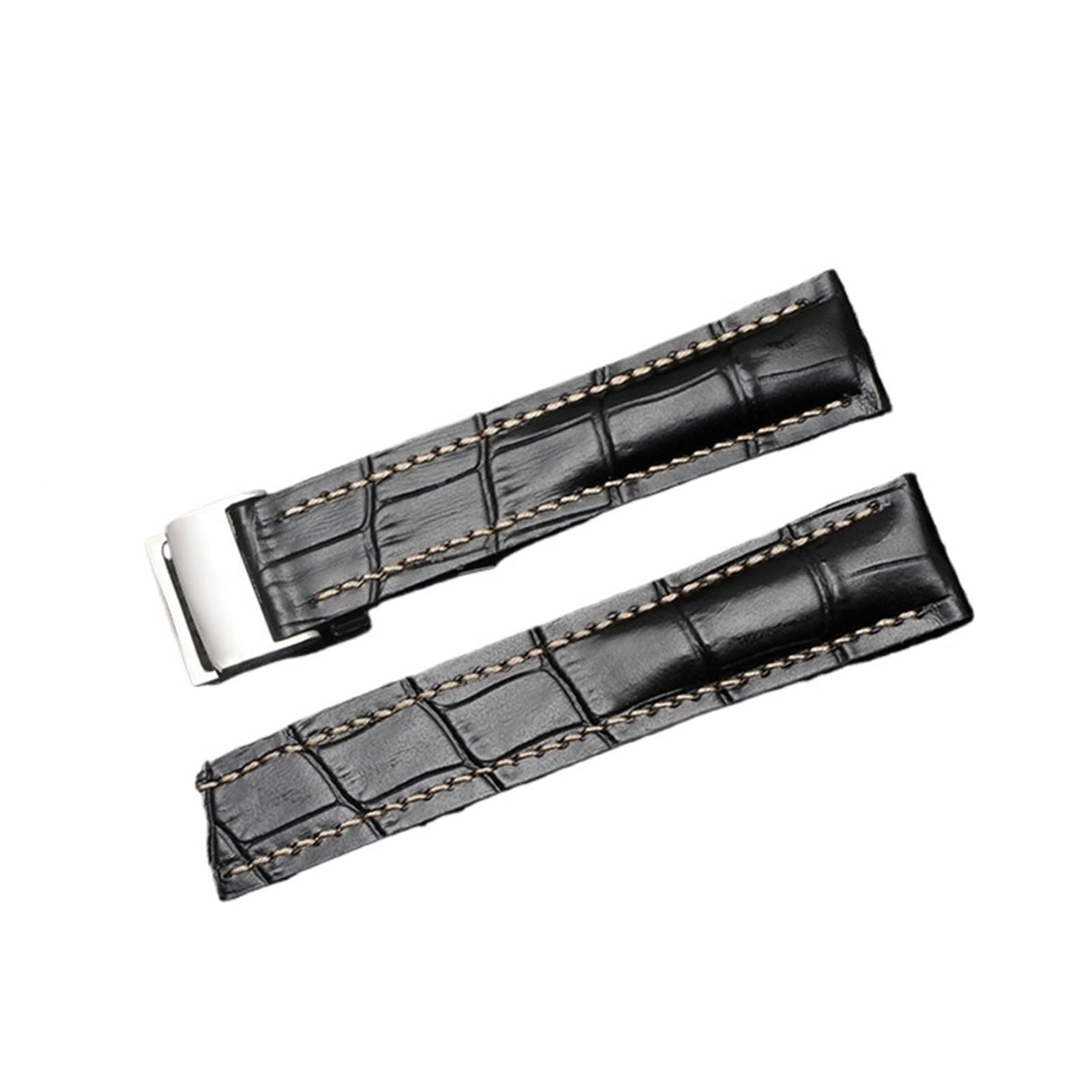 Lederarmband 22 24 mm Schwarz Braun Blau Orange Faltschließe Armband Kompatibel mit Breitling Navitimer Super Ocean Serie