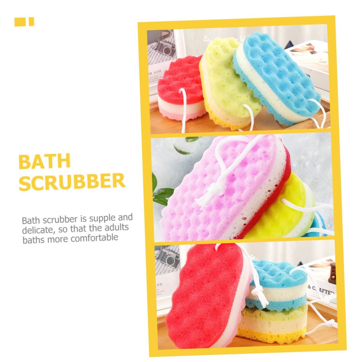 Healeved 20piezas Esponjas De Baño Suaves y Resistentes Para Adultos De Amarillas y Rojas Accesorios De Ducha Para Limpieza y Masaje Corporal Abundante y Confortable