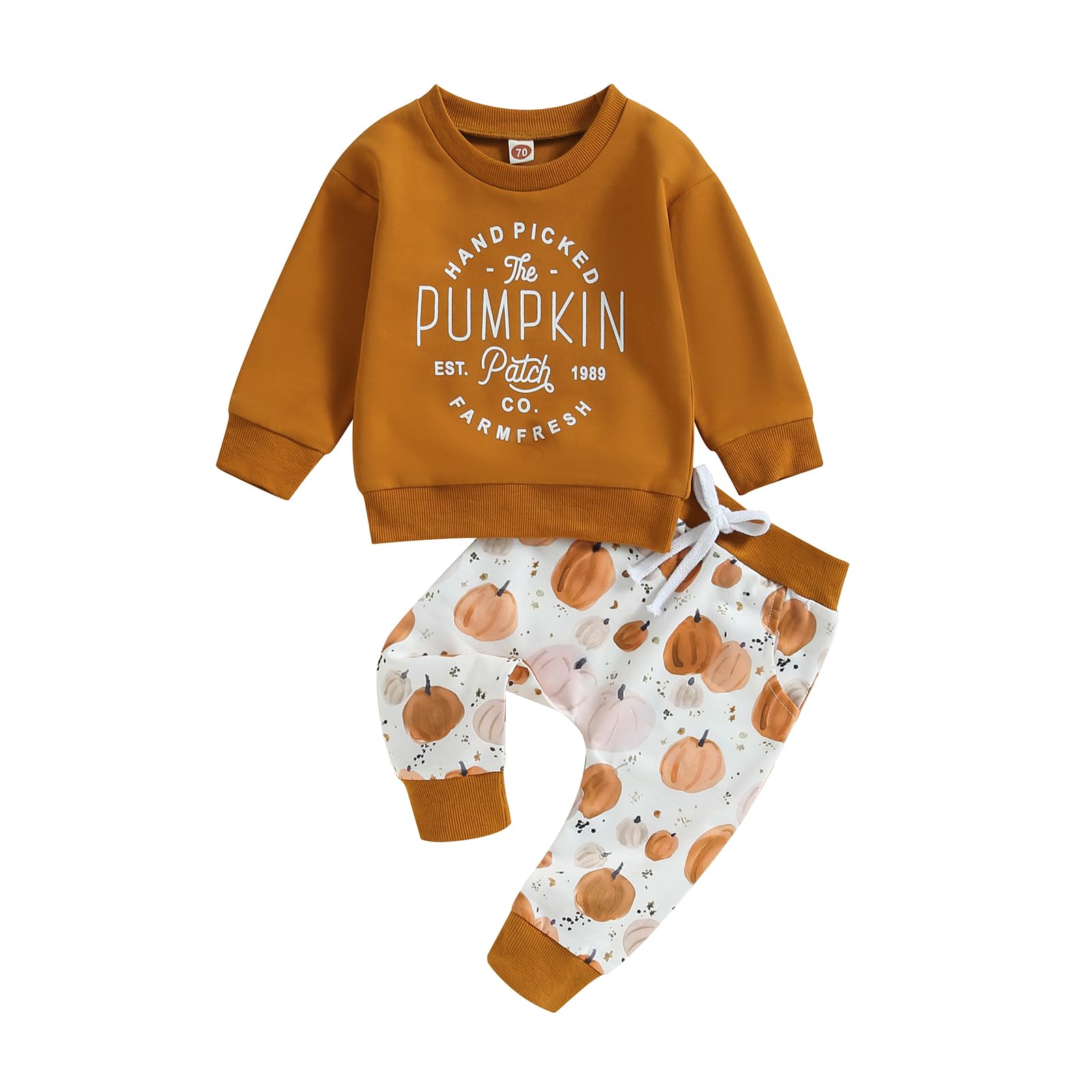 BemeUSWTToddler Baby Girl Halloween Costume Pumpkin Outfit Long Sleeve Crew Sweatshirt and Pants Set 6 12 18 24 Months 2 3 Years Halloween Baby Clothes