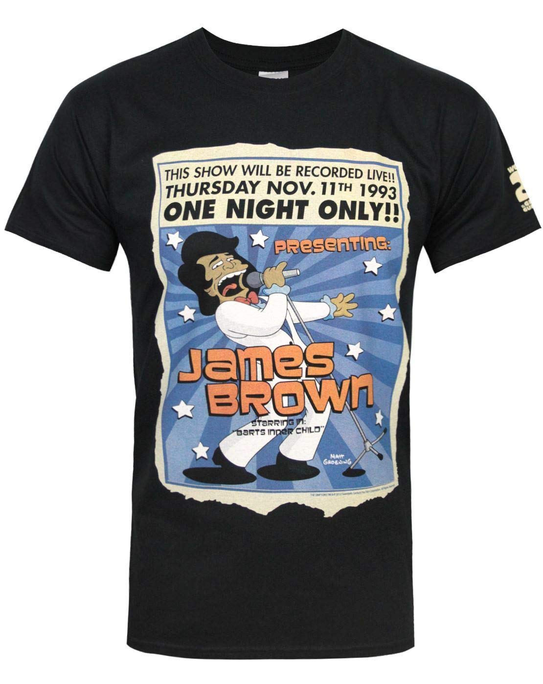 Vanilla Underground Men's Black/Brown The Simpsons James Short Sleeved T-Shirt - Medium