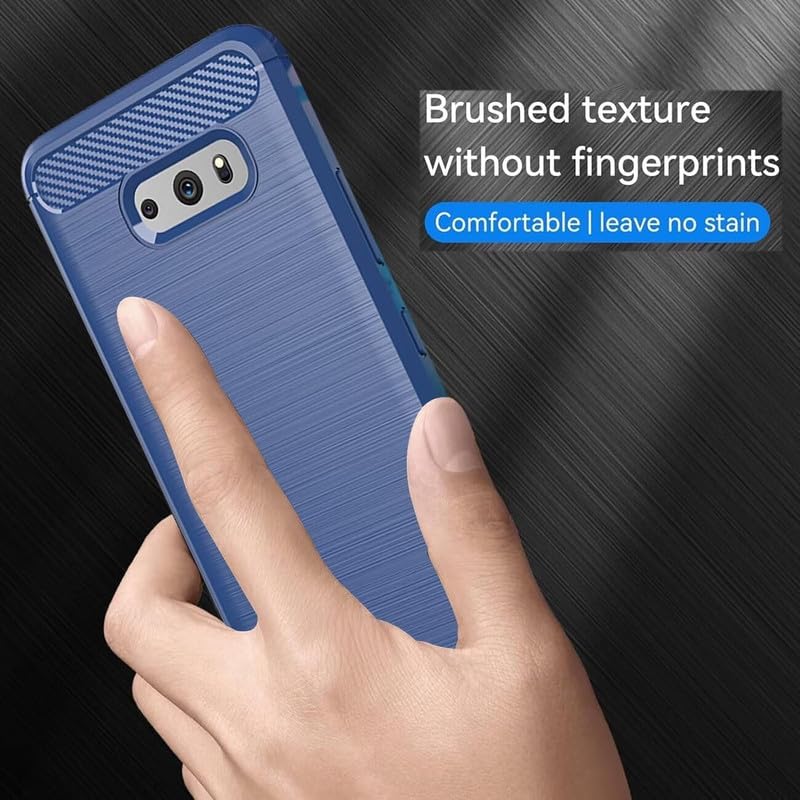 Image of NPRC Hybrid Ultra Slim Protective Case TPU Non-Slip Carbon Fiber Texture Shockproof Case Cover for Lg V40 - Blue