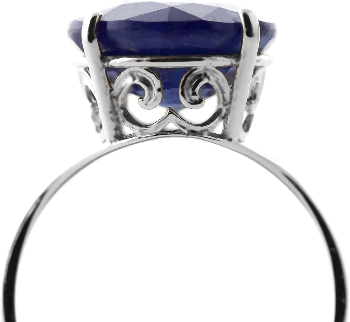Galaxy Gold GG 9.5 Carat 14k Solid Gold Ring with Natural 12.0 MM Round Blue Sapphire