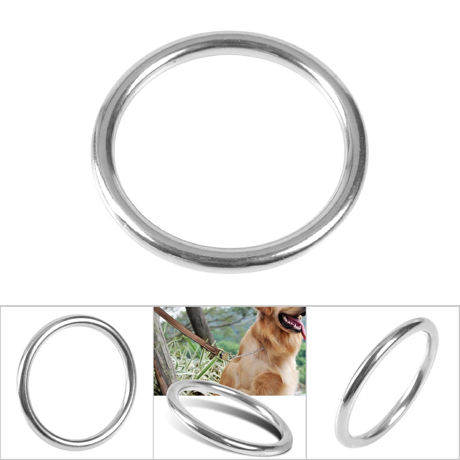Produktbild von Schweiß-O-Ring 304 Edelstahl – Geschweißter Ring, Poliert, Dicke 6 Mm, Innendurchmesser 25–80 Mm, Für Makramee & Camping