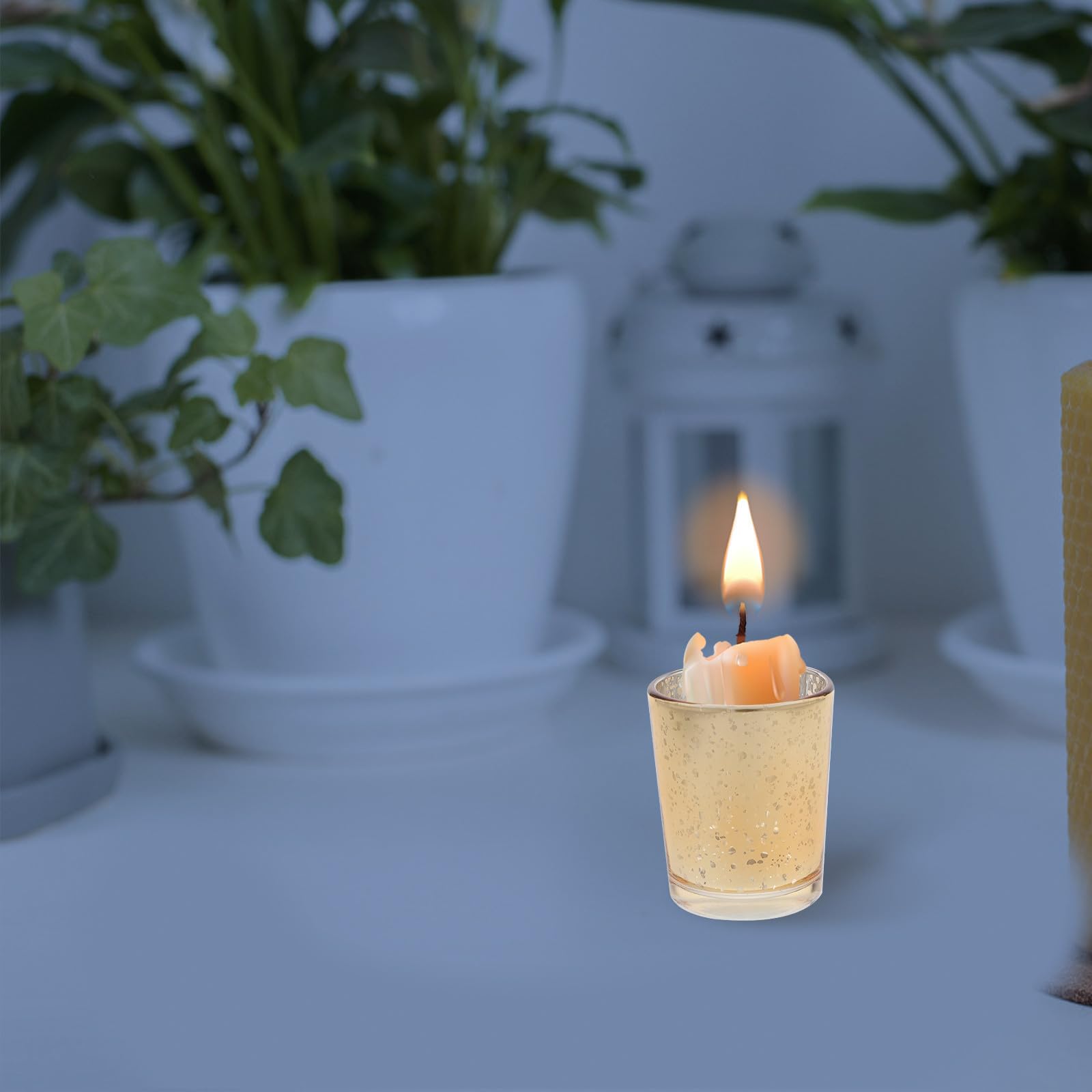 12 Stück Glas Teelichthalter Gold für Tischdekorationen