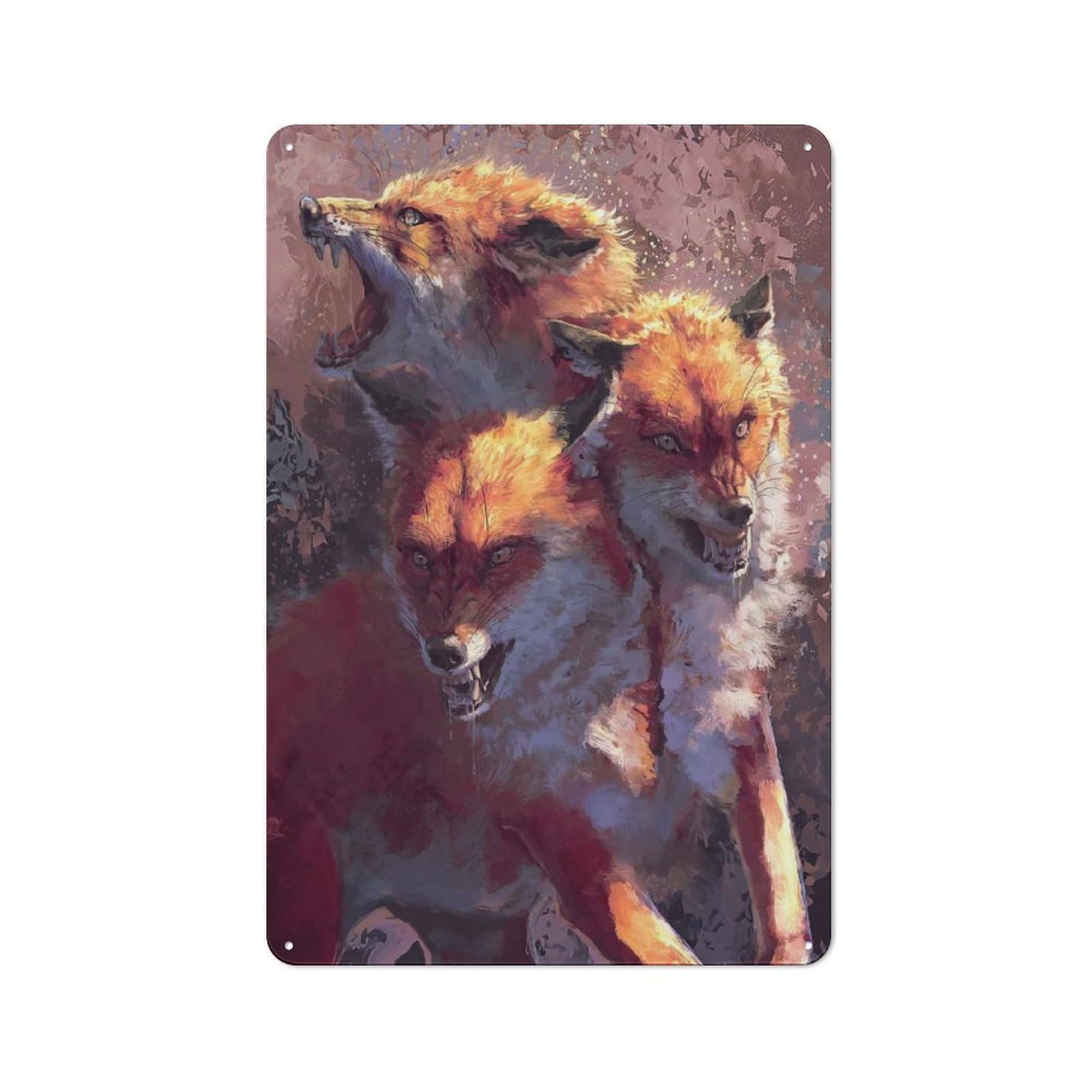 Junmoney Fox Cerberus For Garden Room Or Summerhouse, Rustic Tin Sign 30X20cm, Wall Decor For Garden Rooms And Summerhouses
