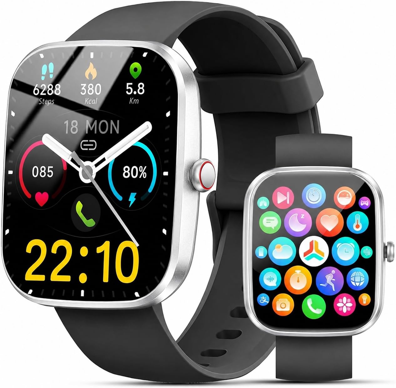 2026 Smartwatch Uomo Donna, 100+ Sportive Fitness Tracker con Sonno Contapassi Cardiofrequenzimetro, 1.91" Smartwatch con Effettua/Risposta Chiamate, Impermeabil IP68 Smart Watch per Android/iOS