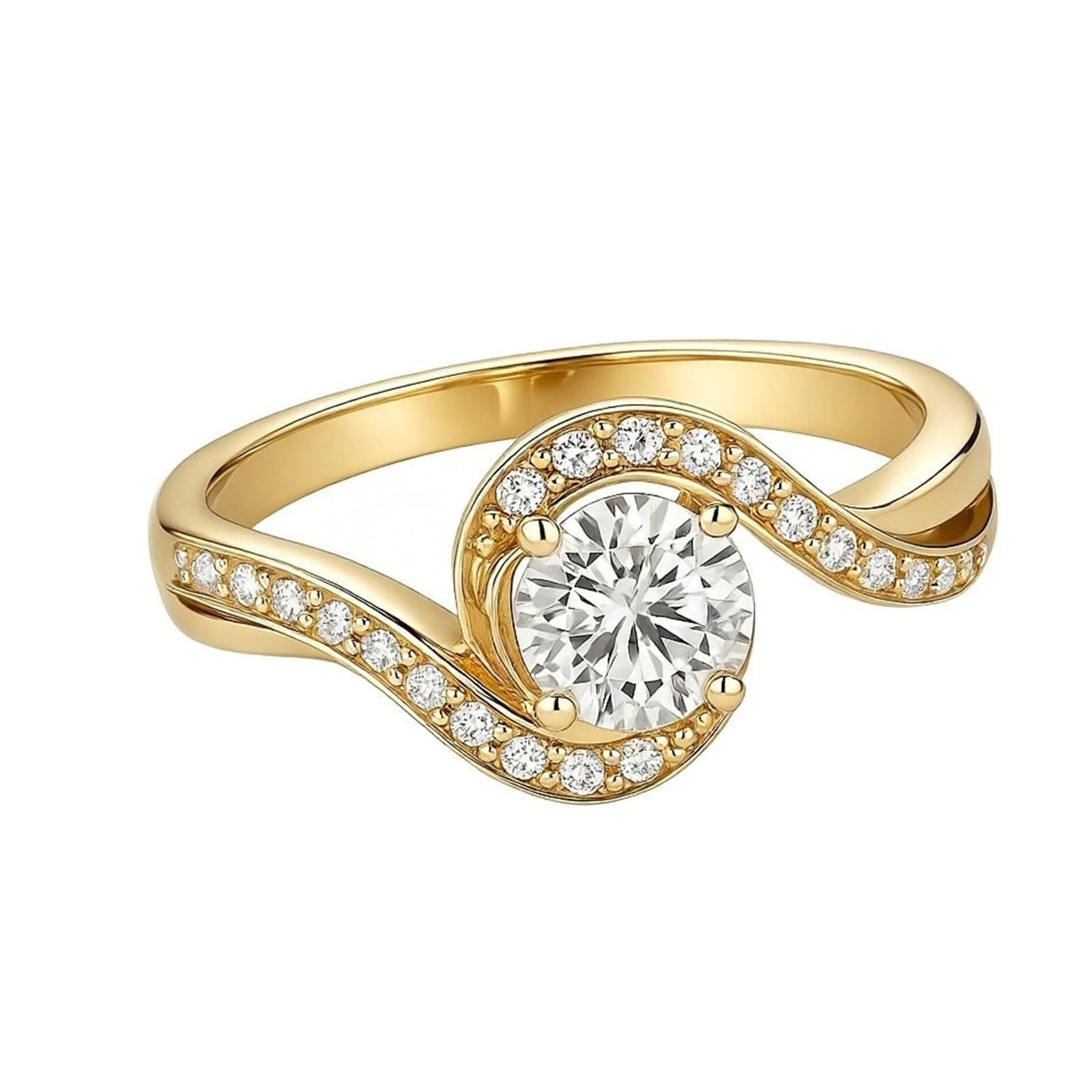 Anillos para mujer, estilo boho trenzado, con moissanita, oro amarillo de 18 quilates, talla 63 (20,1)