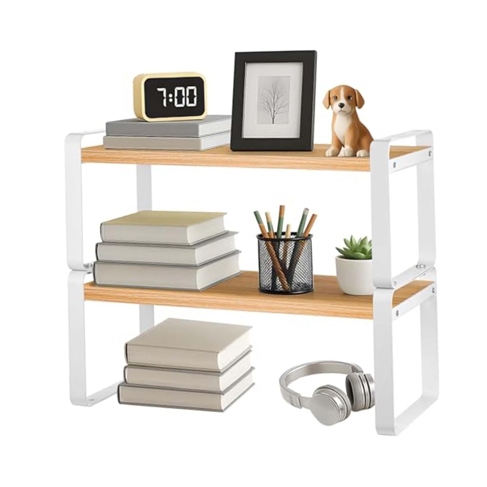 Libreria Da Appoggio In Legno - Scaffale Organizer Da Scrivania Per Ufficio, Libreria Multiuso Per Piccoli Spazi, Supporto Da Tavolo, Scaffale Portaoggetti Per Ufficio