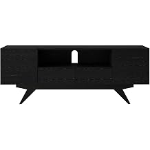 Maxwell 78" Mid Century TV Stand for Living Room, Entertainment Center, TV Cabinet with Storage, Media Console, Oak Sideboard Cabinet, Ebony Finish, Fits TVs Up to 85"