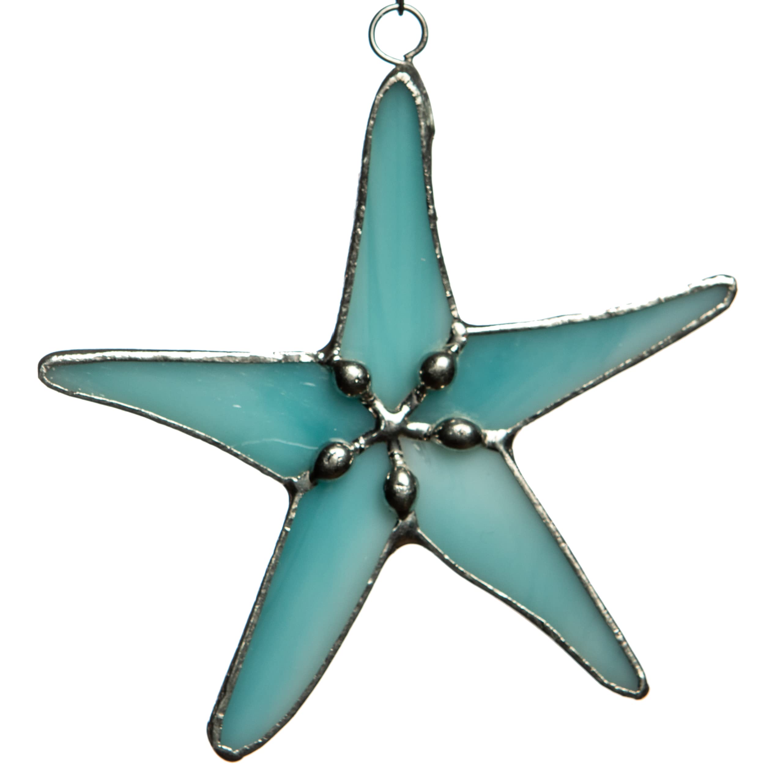 DGE Distribution Stained Glass Ornament Starfish Suncatcher Light Blue 3" - Coastal Home Decor, Bedroom Decor, Kitchen Decor - Hanging Window Decor