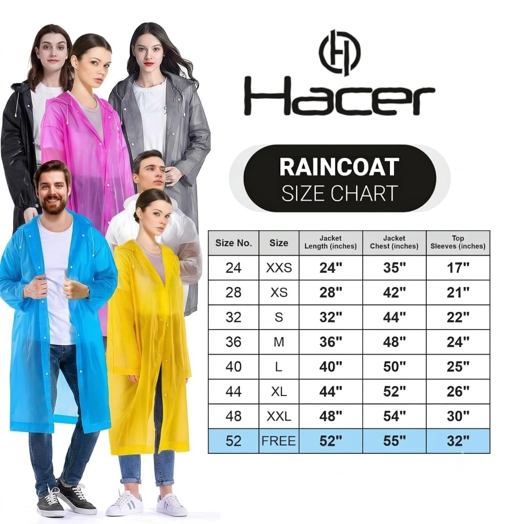HACER EVA Rain Poncho rain coat for Men & Women, Lightweight Waterproof Raincoat with Hood, Adjustable Drawstring & Snap Button Closure, Reusable Outdoor Rainwear for Boys & Girls (Free Size, White) 4