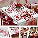 Valentine's Day Table Runner and Placemats- Red, Set of 5 | 1PC Lace Heart Table Runner (13 x 72 Inch) and 4 PCS Lace Table Placemats for Valentines Table Decorations Dinner Party Supplies