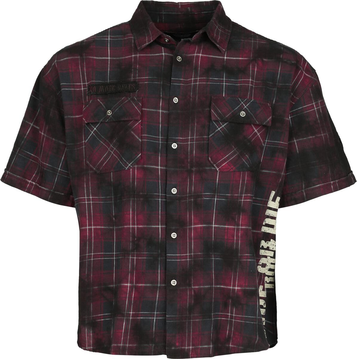 Rock Rebel by EMP Hombre Camisa de Manga Corta Multicolor con Estampado de Cuadros Tie-Dye